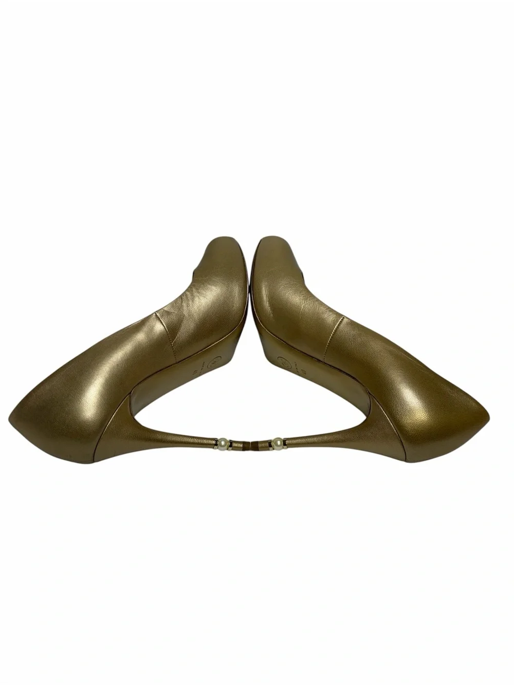 CHANEL Metallic Gold Peep-Toe Stiletto Heels